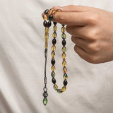 Handcrafted Tesbih - Pressed Amber Prayer Beads with Silver Tassel