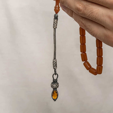 Worry Beads - Compressed Amber with Handwoven 999 Silver Tassel