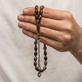 Handcrafted Prayer Beads - Pressed Amber & Silver Kazaz Tassel