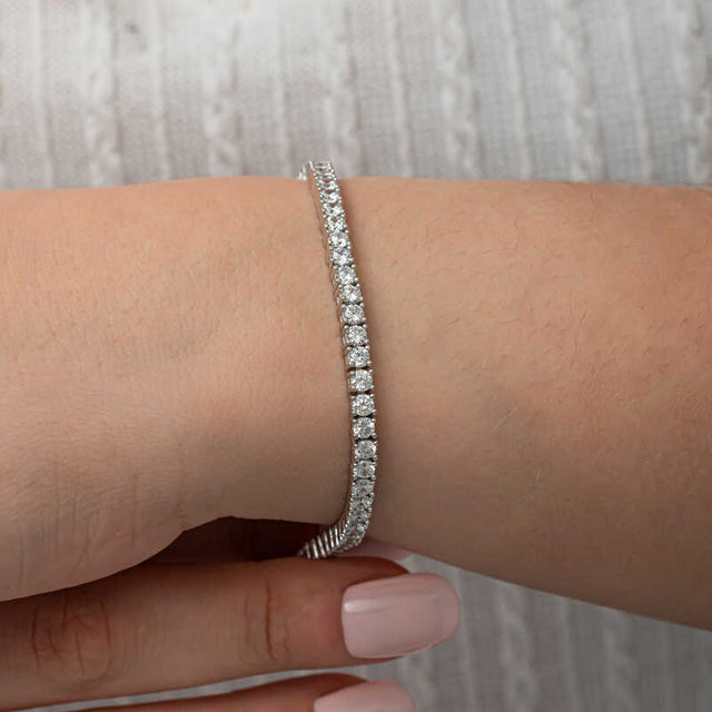 Tennis Bracelet - Sterling Silver White Stone Timeless Elegance