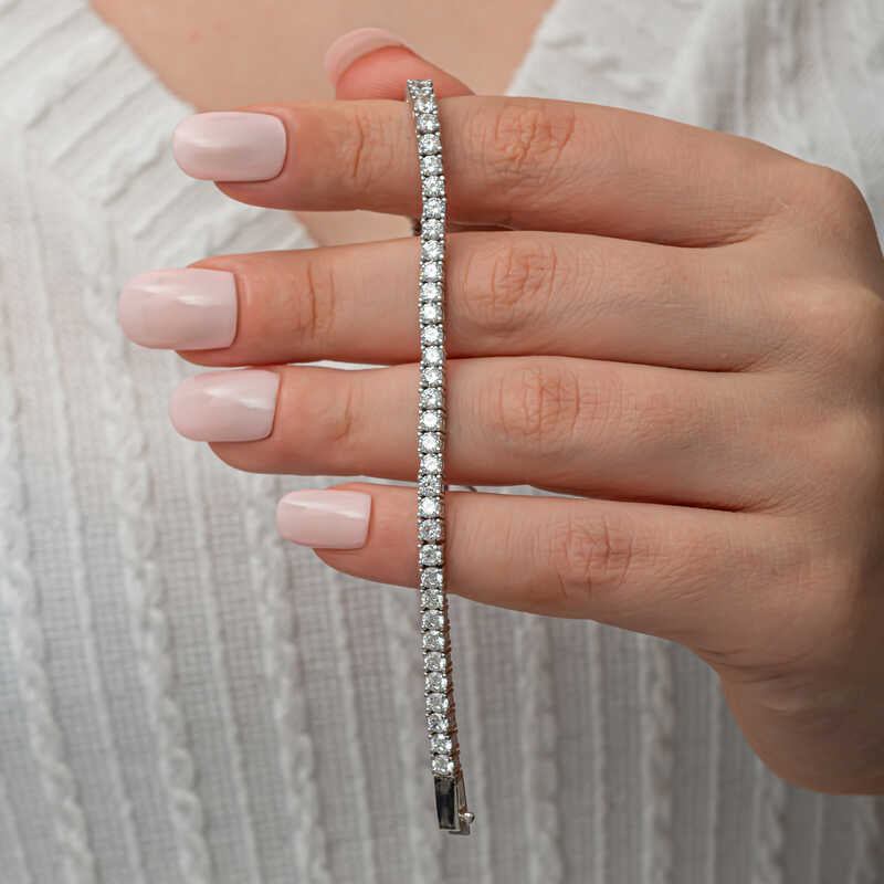 Tennis Bracelet - Sterling Silver White Stone Timeless Elegance