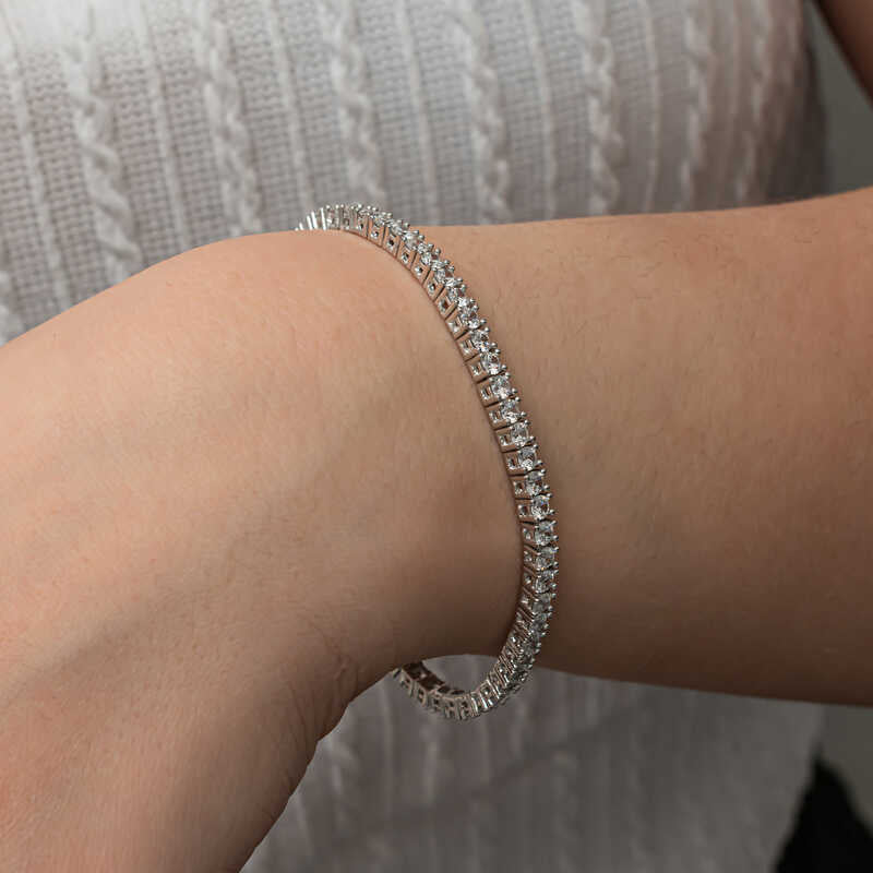 Tennis Bracelet - Sterling Silver White Stone Timeless Elegance