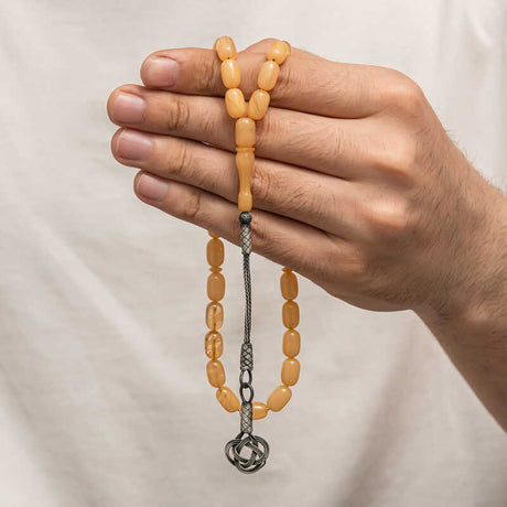 Tesbih Prayer Beads - Sikma Kehribar Resin with Silver Tassel