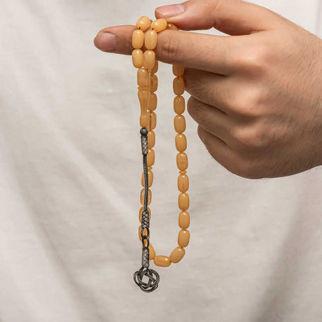 Tesbih Prayer Beads - Sikma Kehribar Resin with Silver Tassel