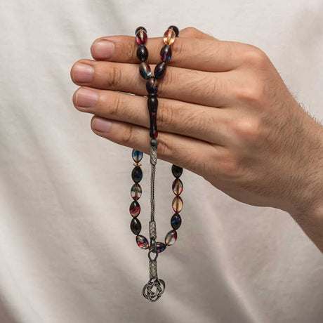 Prayer Beads - Sikma Kehribar with Handcrafted Silver-Tone Kazaz Tassel