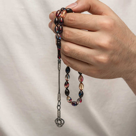 Prayer Beads - Sikma Kehribar with Handcrafted Silver-Tone Kazaz Tassel