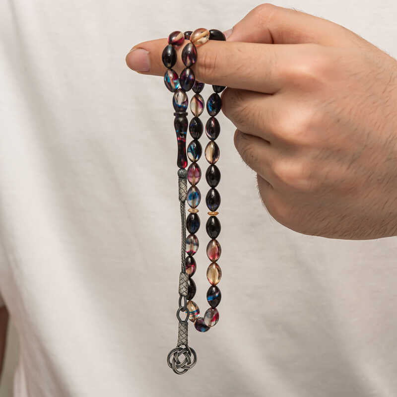 Prayer Beads - Sıkma Kehribar with Handcrafted Silver-Tone Kazaz Tassel