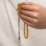 Prayer Beads - Amber Stone with Handcrafted Silver Tassel