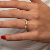 Adjustable Tri-Color Dorika Beaded Ring - Gold, Rose Gold & Silver