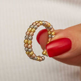 Adjustable Two-Row Dorika Ring - Mixed Tone Beaded Silver