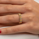 Adjustable Two-Row Dorika Ring - Mixed Tone Beaded Silver