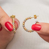 Multi-Tone Dorika Beaded Hoop Earrings - Gold, Rose & Silver