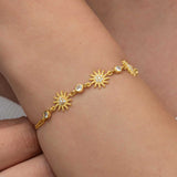 Bracelet - Gold-Plated Silver Sunburst Charm Dainty