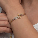 Multi-Tone Dorika Bead & Sparkle Ring Bracelet - Elegant Adjustable