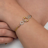 Multi-Tone Dorika Bead & Sparkle Ring Bracelet - Elegant Adjustable