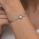 Sterling Silver Evil Eye & Infinity Bracelet - Dainty Zirconia Sparkle