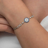 Sterlingsølv Ondt Øje & Uendelighed Armbånd - Fin Zirconia Glans