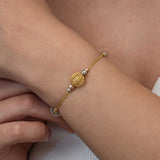 Gold-Tone Multi-Tone Beaded Bracelet - Dorika & Woven Sphere Design