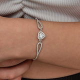 Sterling Silver Zirconia Heart & Pave Link Bracelet