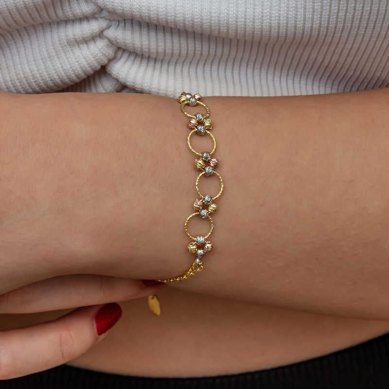 Bracelet - Tri-Tone Dorika Bead Textured Link