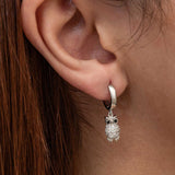 Sterling Silver Pavé Owl Dangle Hoop Earrings - Sparkling Charm