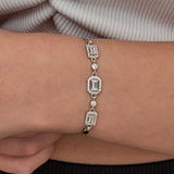 Bracelet - Sterling Silver Triple Baguette Zirconia Link