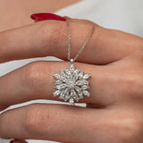 Collier en argent sterling - Éblouissant groupe flocon de neige marquise en zircon cubique
