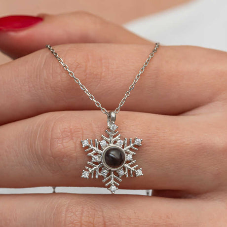 Necklace - Sterling Silver Snowflake Projection Pendant