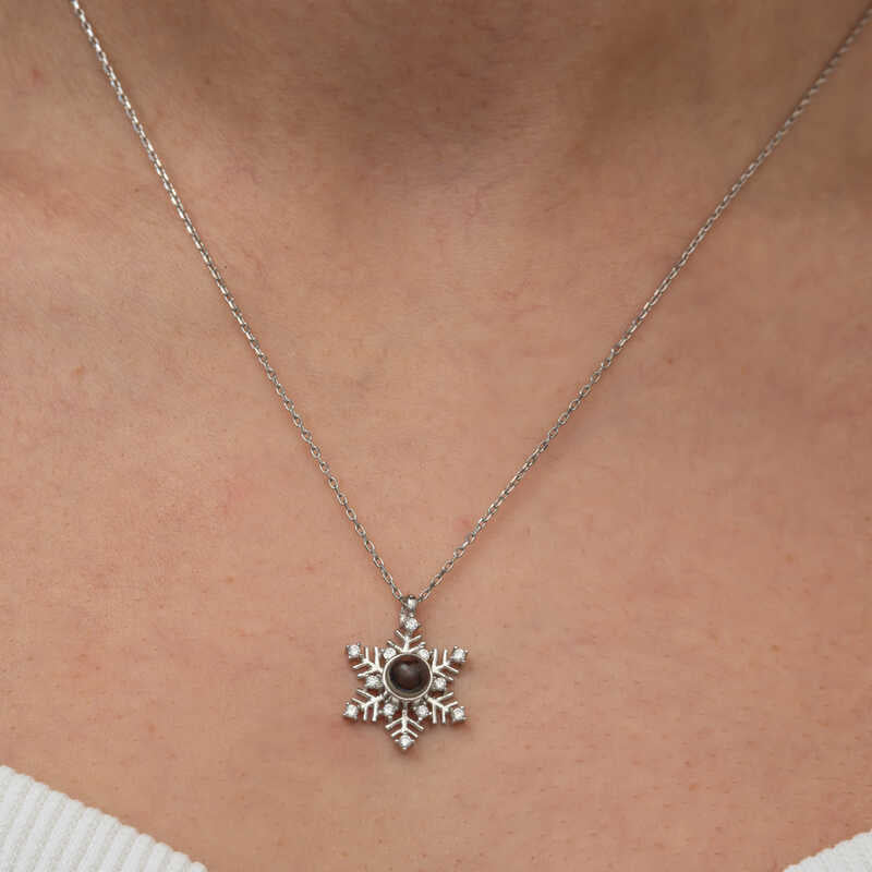 Necklace - Sterling Silver Snowflake Projection Pendant