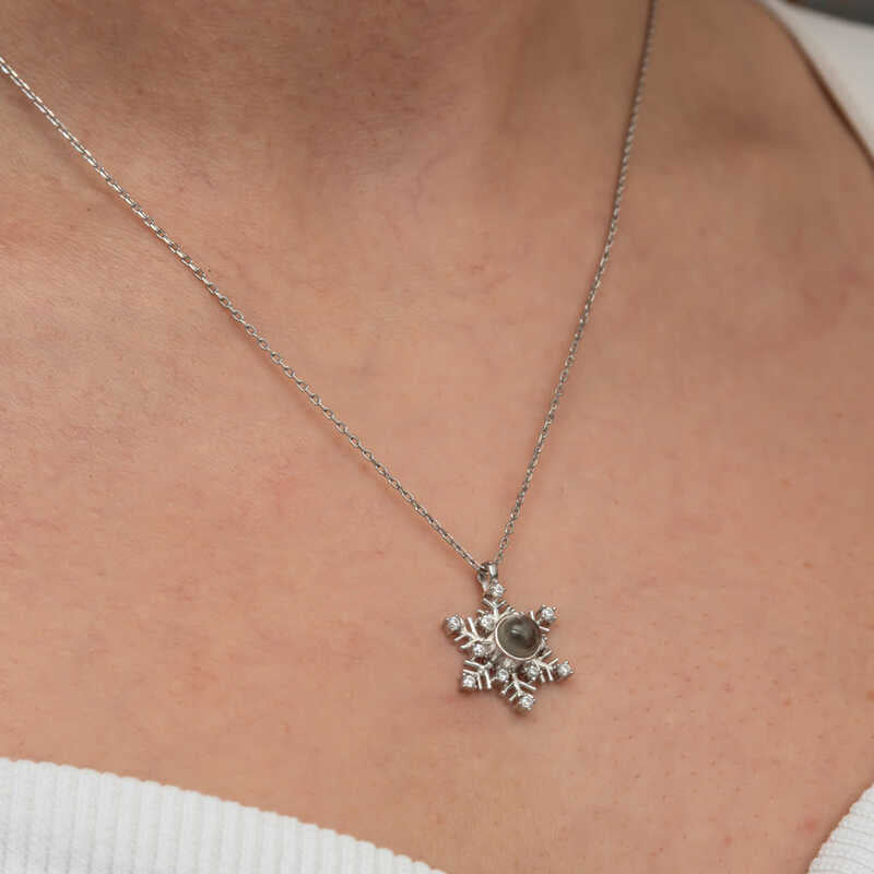 Necklace - Sterling Silver Snowflake Projection Pendant