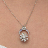 Collar de Plata de Ley - Colgante Giratorio de Flor y Mariposa con Circonita Cúbica