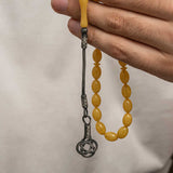 Compacted Amber Tasbih - Sterling Silver Kazaz Tassel