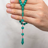 Teal Pressed Amber Prayer Beads (Tasbih/Misbaha) - Round Design