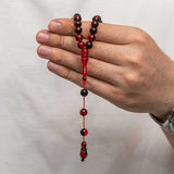 Prayer Beads - Two-Tone Red & Black Simulated Amber Tesbih