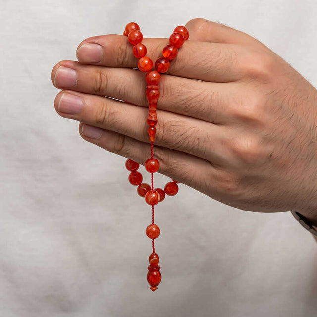 Exquisite Pressed Amber Prayer Beads - Traditional Handcrafted Tasbih