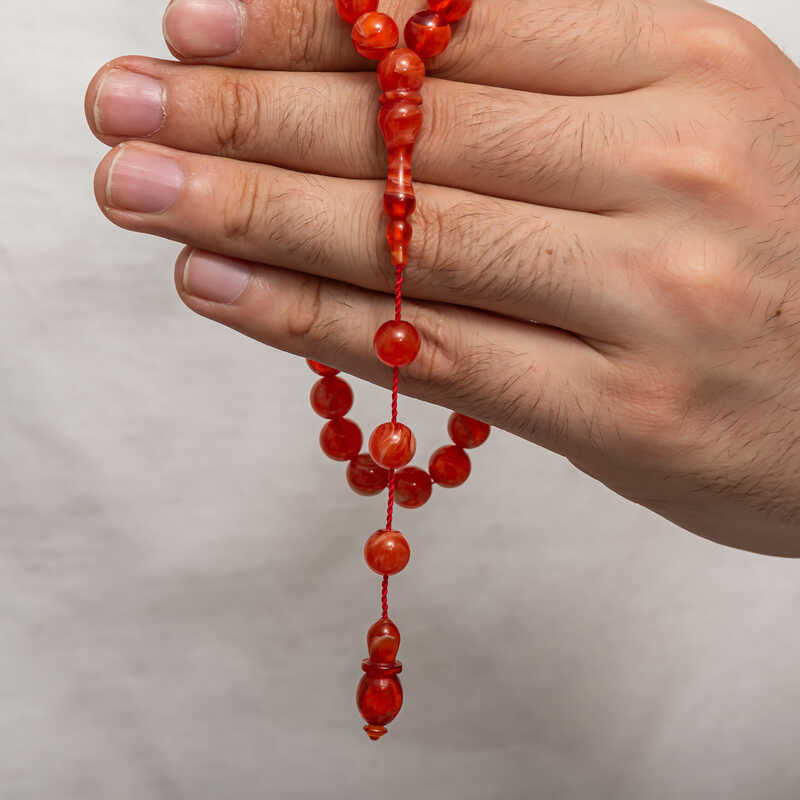 Exquisite Pressed Amber Prayer Beads - Traditional Handcrafted Tasbih