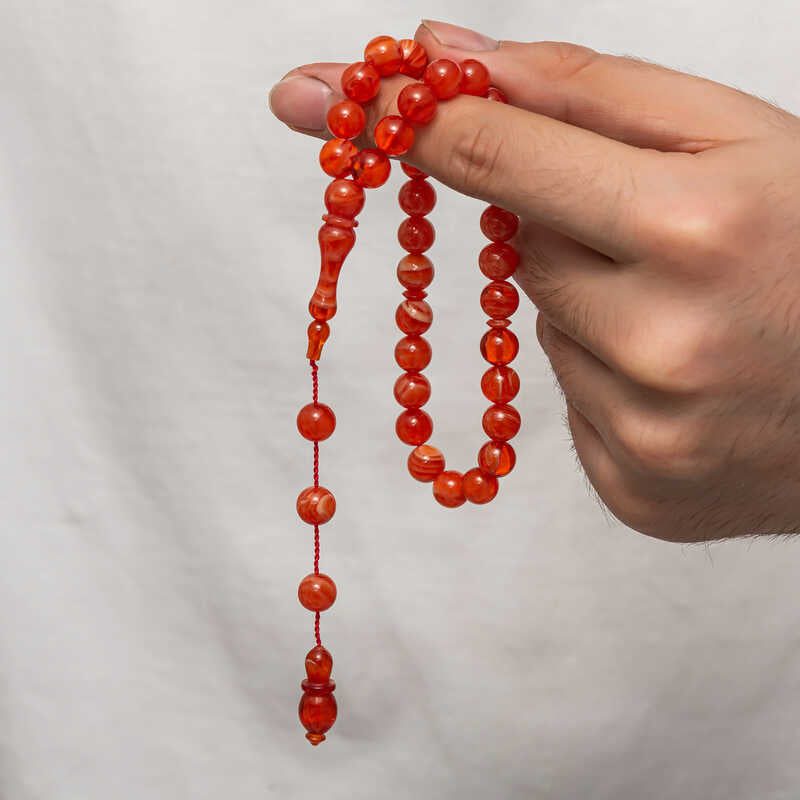 Exquisite Pressed Amber Prayer Beads - Traditional Handcrafted Tasbih