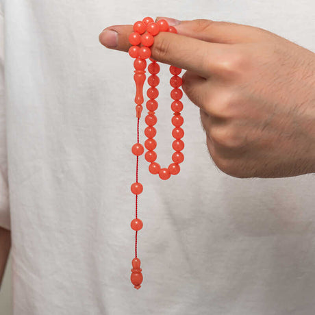 Prayer Beads - Orange Pressed Amber Traditional Rosary