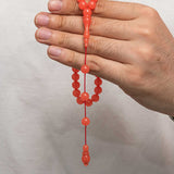Prayer Beads - Orange Pressed Amber Traditional Rosary