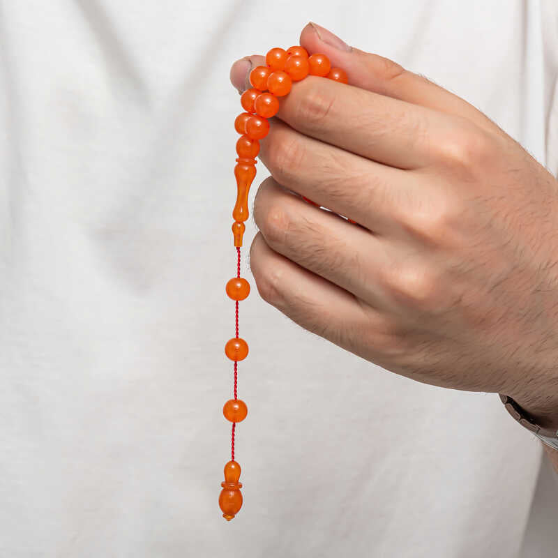 Tesbih Prayer Beads - Orange Compressed Amber Classic Design