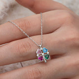 Náhrdelník ze stříbra 925 se čtyřlístkem a srdíčky v různých barvách