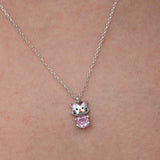 Collier en argent sterling - Pendentif chat mignon avec pierre cœur rose