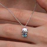 Sterling Silver Mystic Topaz Cat Heart Pendant Necklace
