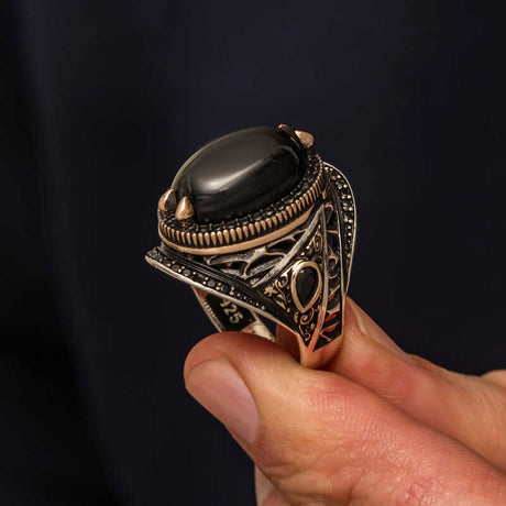 Premium Sterling Silver Men's Onyx Stone Ring