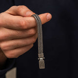 Men's Bracelet - Oxidized Silver Ornate Weave & Patterned Clasp