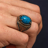 Artisan Crafted Sterling Silver Turquoise Men's Ring