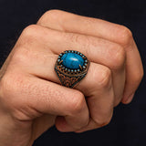 Artisan Crafted Sterling Silver Turquoise Men's Ring