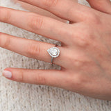 Bague Halo en Argent Sterling - Élégante Zircone Cubique Taille Poire