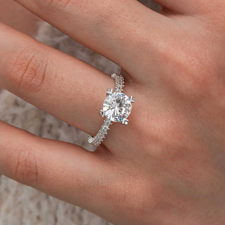 Sterling Silver Solitaire Full Eternity Ring - Dazzling CZ Stones