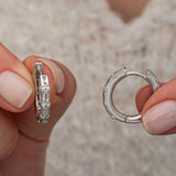 Sterling Silver Baguette & Round Cut Hoop Earrings